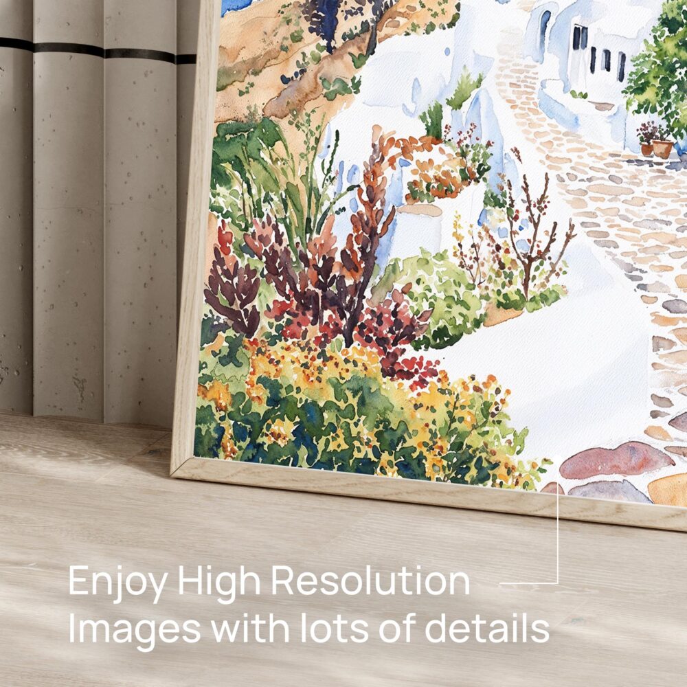 06 - Santorini Watercolor Art - Horizontal Art - Digital Download - Detail Zoom .jpg 06 - Santorini Watercolor Art - Horizontal Art - Digital Download - Detail Zoom .jpg