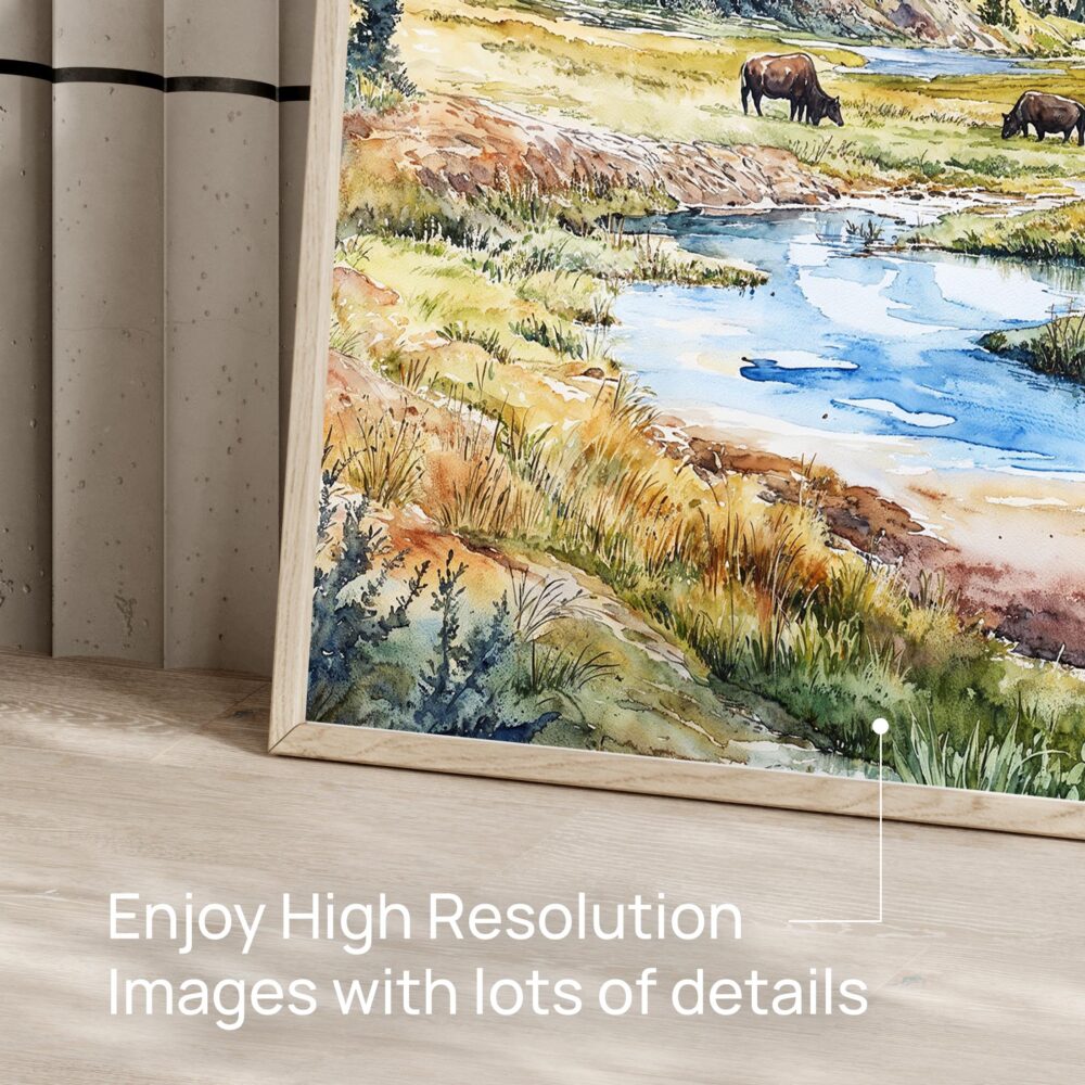 06 - Yellowstone National Park Watercolor - Horizontal Art - Digital Download - Detail Zoom .jpg 06 - Yellowstone National Park Watercolor - Horizontal Art - Digital Download - Detail Zoom .jpg