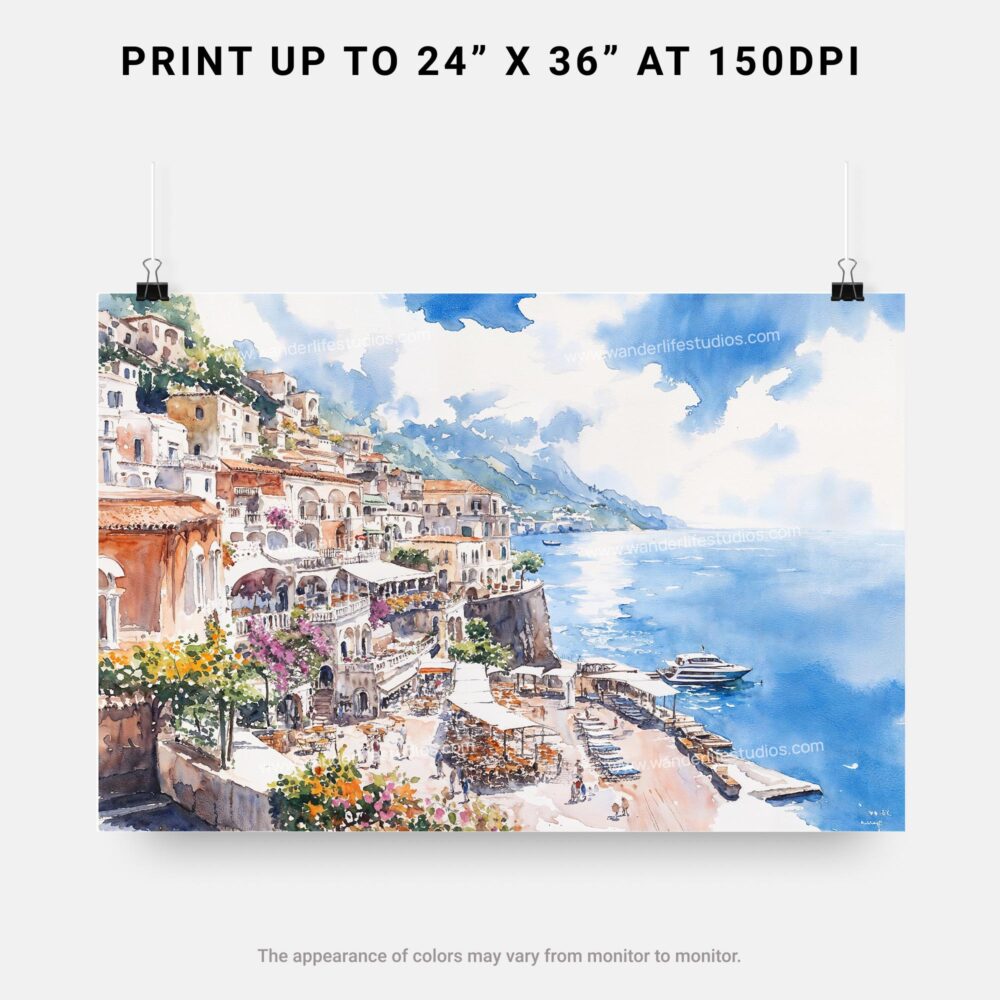 07 - Amalfi Coast Watercolor Art - Horizontal Art - Digital Download - Print Size .jpg 07 - Amalfi Coast Watercolor Art - Horizontal Art - Digital Download - Print Size .jpg