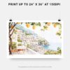 07 - Amalfi Coast with Lemon Trees Watercolor Art - Horizontal Art - Digital Download - Print Size .jpg