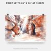 07 - Antelope Canyon National Park Watercolor - Horizontal Art - Digital Download - Print Size.jpg