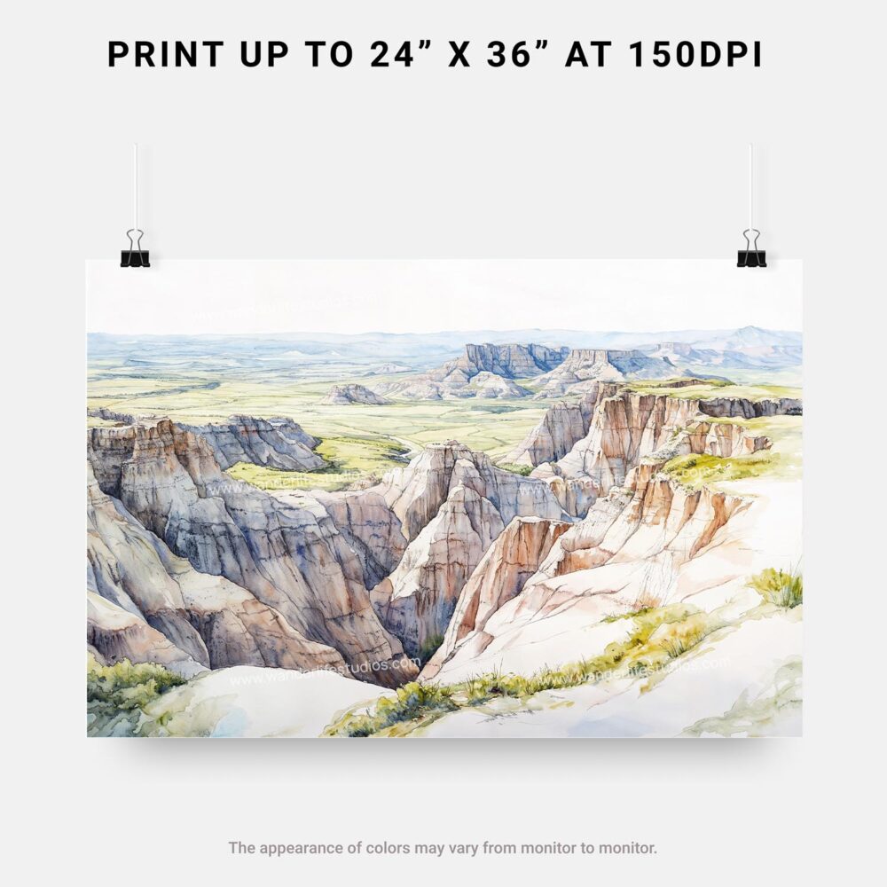 07 - Badlands National Park Watercolor - Horizontal Art - Digital Download - Print Size.jpg 07 - Badlands National Park Watercolor - Horizontal Art - Digital Download - Print Size.jpg