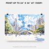 07 - Chicago Cloud Gate Watercolor Art - Horizontal Art - Digital Download - Print Size .jpg