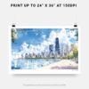 07 - Chicago Skyline Watercolor Art - Horizontal Art - Digital Download - Print Size .jpg