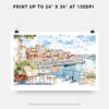 07 - Coffee in Porto Portugal Watercolor Art - Horizontal Art - Digital Download - Print Size .jpg