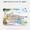 07 - Coffee in Porto Portugal Watercolor Art - Horizontal Art - Digital Download - Print Size .jpg