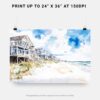 07 - Cottages at Outer Banks NC Watercolor - Horizontal Art - Digital Download - Print Size.jpg