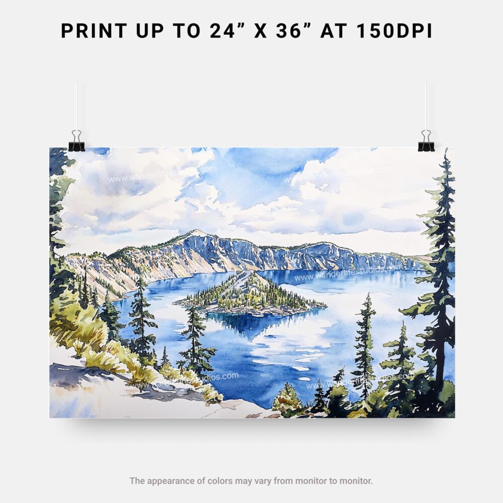 07 - Crater Lake National Park Watercolor - Horizontal Art - Digital Download - Print Size.jpg 07 - Crater Lake National Park Watercolor - Horizontal Art - Digital Download - Print Size.jpg