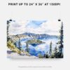 07 - Crater Lake National Park Watercolor - Horizontal Art - Digital Download - Print Size.jpg