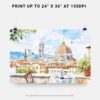 07 - Florence Cathedral Watercolor Art - Horizontal Art - Digital Download - Print Size .jpg