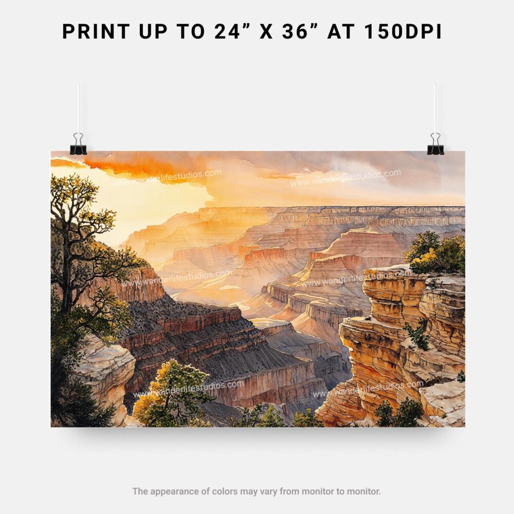 07 - Grand Canyon National Park Watercolor - Horizontal Art - Digital Download - Print Size .jpg 07 - Grand Canyon National Park Watercolor - Horizontal Art - Digital Download - Print Size .jpg