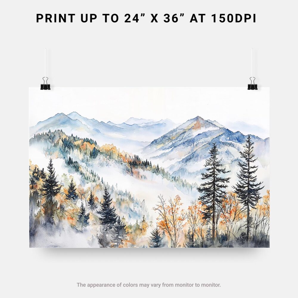 07 - Great Smoky Mountains National Park Watercolor - Horizontal Art - Digital Download - Print Size.jpg 07 - Great Smoky Mountains National Park Watercolor - Horizontal Art - Digital Download - Print Size.jpg