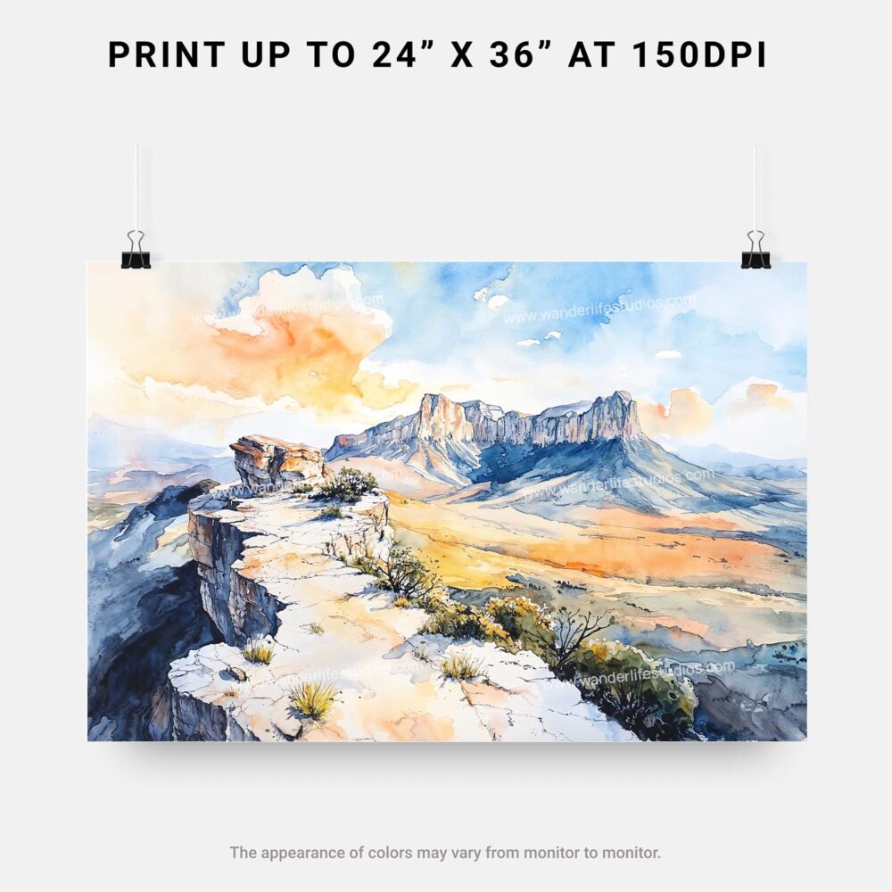 07 - Guadalupe Mountains National Park Watercolor - Horizontal Art - Digital Download - Print Size.jpg 07 - Guadalupe Mountains National Park Watercolor - Horizontal Art - Digital Download - Print Size.jpg