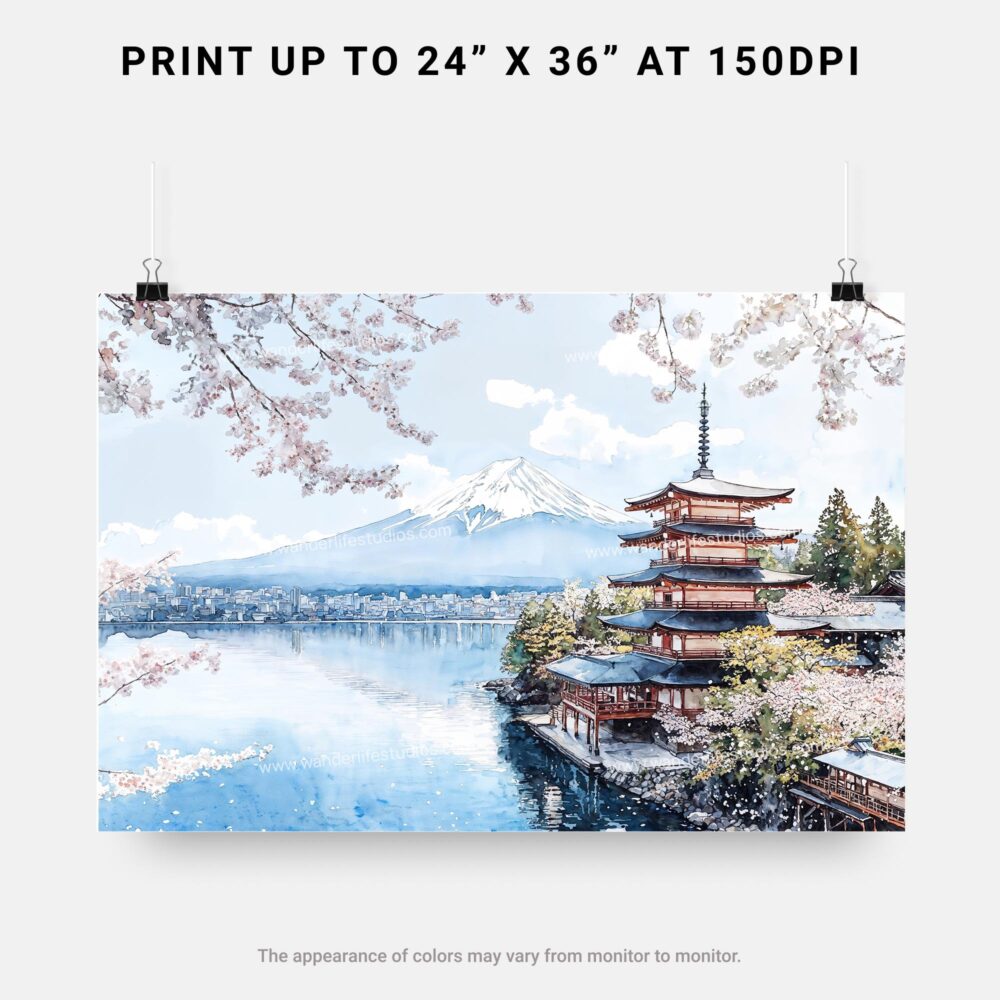 07 - Japan Mount Fuji Watercolor Art - Horizontal Art - Digital Download - Print Size .jpg 07 - Japan Mount Fuji Watercolor Art - Horizontal Art - Digital Download - Print Size .jpg