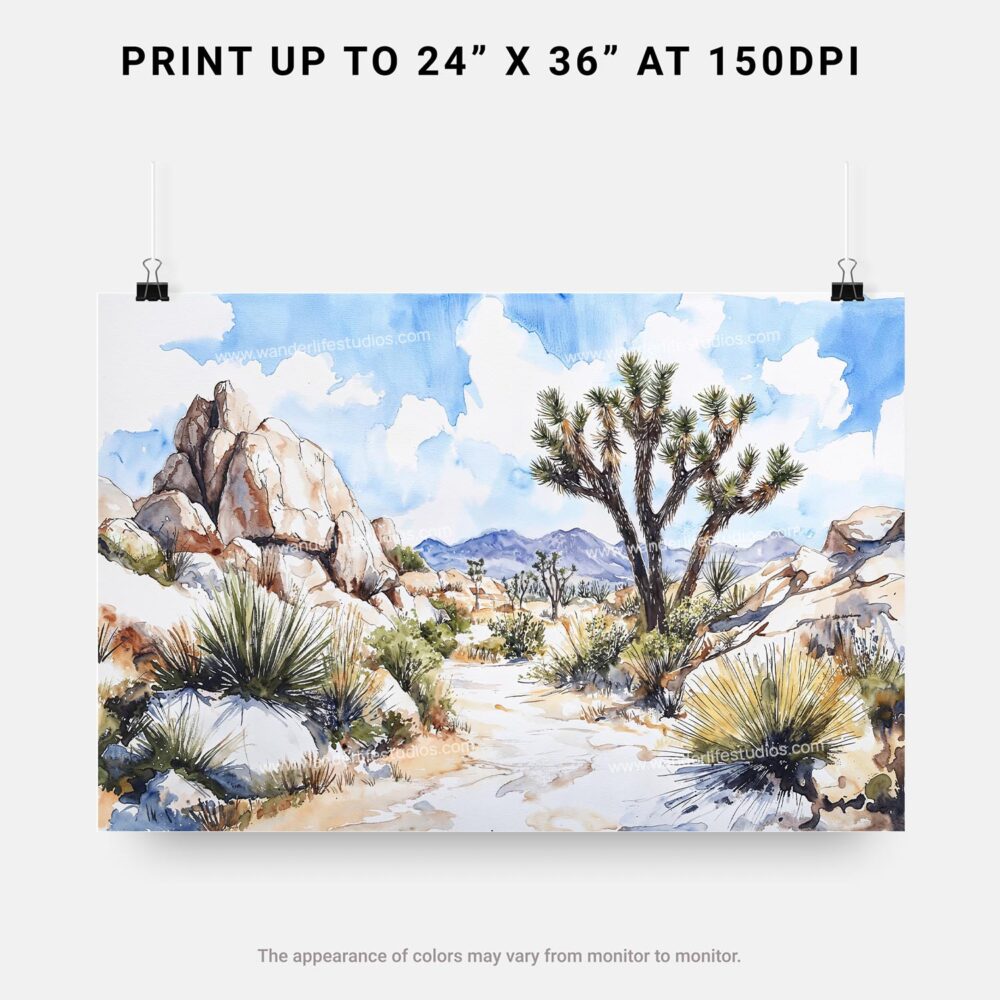07 - Joshua Tree National Park Watercolor - Horizontal Art - Digital Download - Print Size.jpg 07 - Joshua Tree National Park Watercolor - Horizontal Art - Digital Download - Print Size.jpg