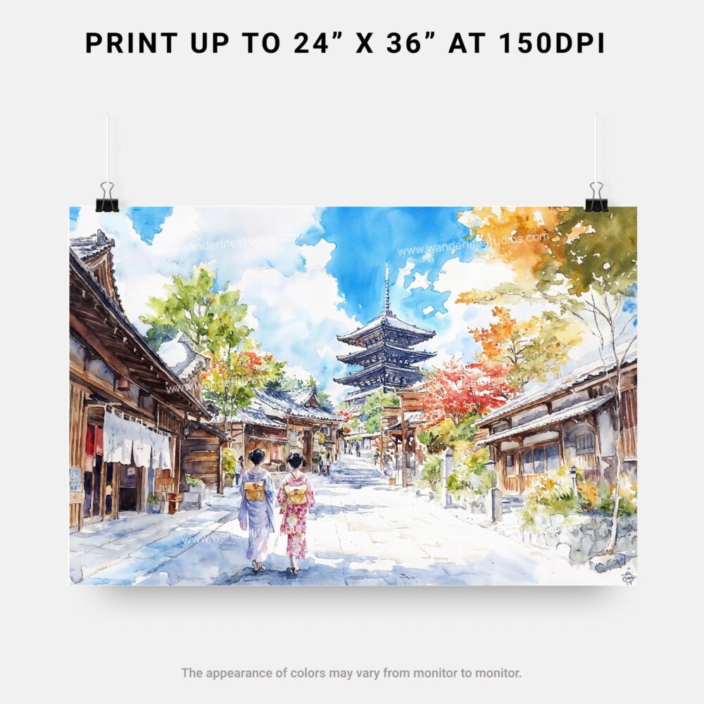 07 - Kyoto Japan Watercolor Art - Horizontal Art - Digital Download - Print Size .jpg 07 - Kyoto Japan Watercolor Art - Horizontal Art - Digital Download - Print Size .jpg