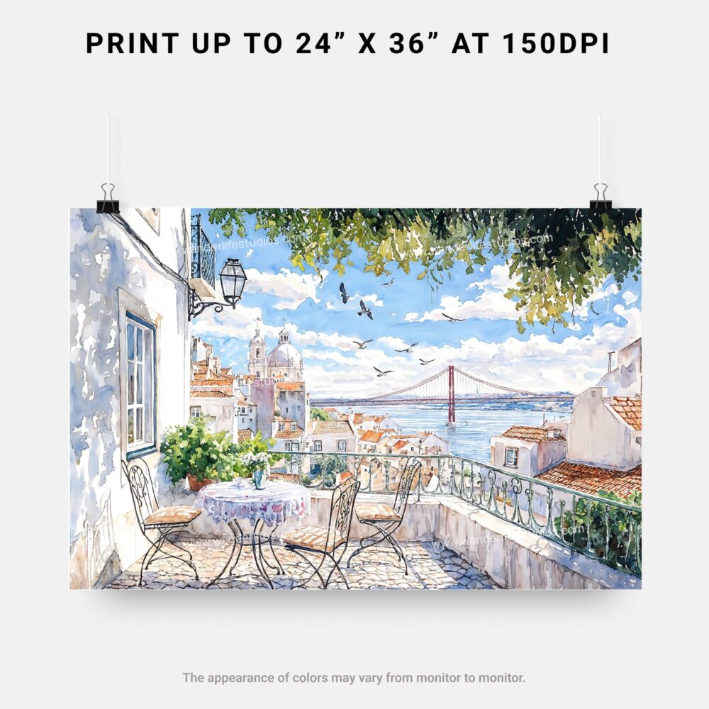 07 - Lisbon Portugal Watercolor Art - Horizontal Art - Digital Download - Print Size .jpg 07 - Lisbon Portugal Watercolor Art - Horizontal Art - Digital Download - Print Size .jpg