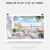 07 - Lisbon Portugal Watercolor Art - Horizontal Art - Digital Download - Print Size .jpg
