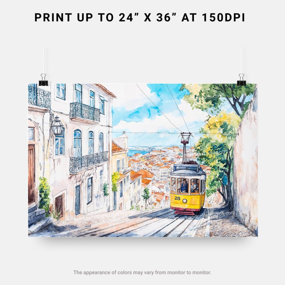 07 - Lisbon Tram 28 Watercolor Art - Horizontal Art - Digital Download - Print Size .jpg 07 - Lisbon Tram 28 Watercolor Art - Horizontal Art - Digital Download - Print Size .jpg