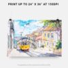 07 - Lisbon Watercolor Art - Horizontal Art - Digital Download - Print Size .jpg