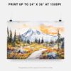 07 - Mount Rainier National Park Watercolor - Horizontal Art - Digital Download - Print Size.jpg