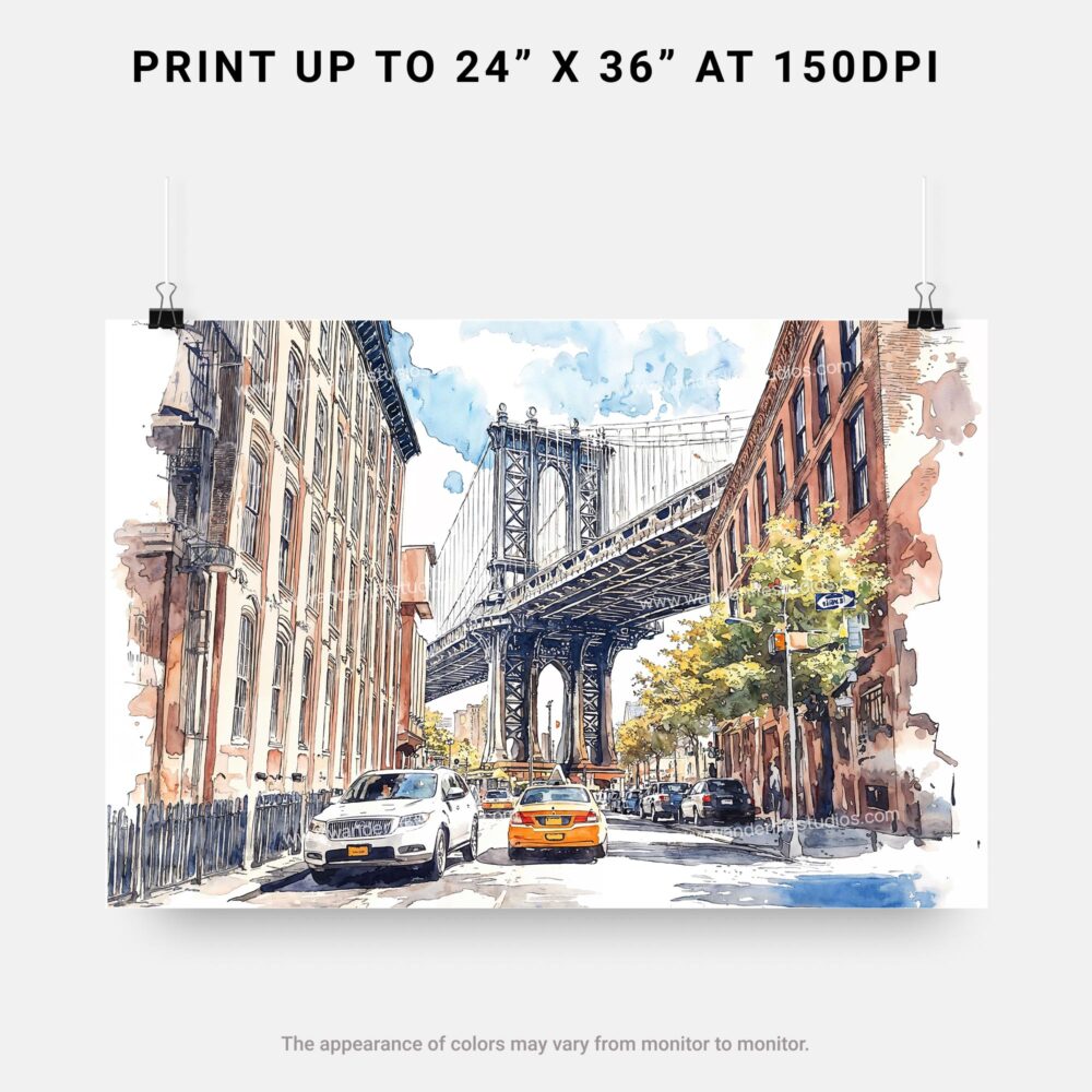07 - NYC Manhattan Bridge Watercolor Art - Horizontal Art - Digital Download - Print Size .jpg 07 - NYC Manhattan Bridge Watercolor Art - Horizontal Art - Digital Download - Print Size .jpg