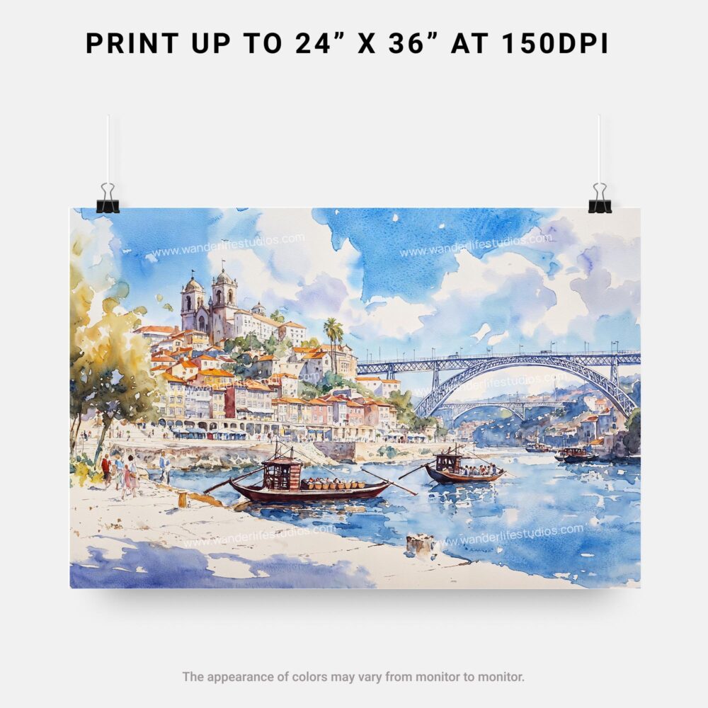 07 - Porto Portugal Watercolor Art - Horizontal Art - Digital Download - Print Size .jpg 07 - Porto Portugal Watercolor Art - Horizontal Art - Digital Download - Print Size .jpg