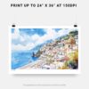 07 - Positano Italy Watercolor Art - Horizontal Art - Digital Download - Print Size .jpg