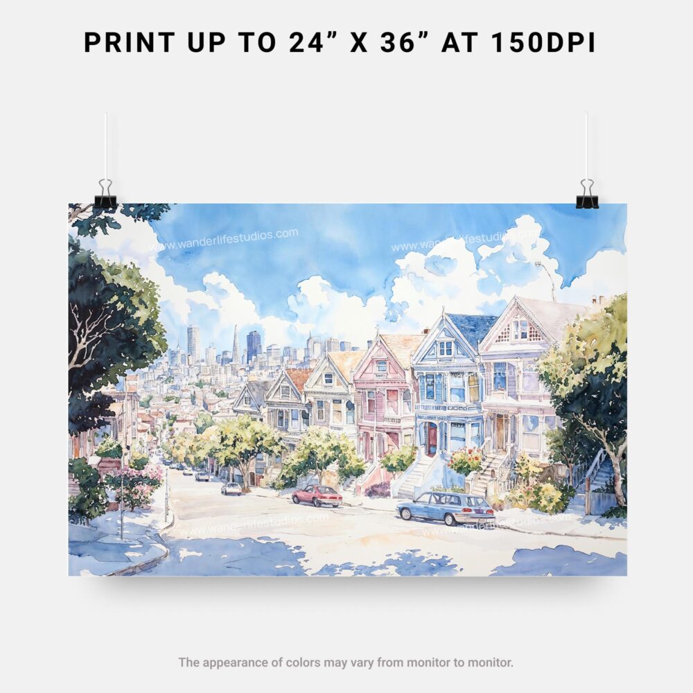 07 - San Francisco Painted Ladies Watercolor Art - Horizontal Art - Digital Download - Print Size .jpg 07 - San Francisco Painted Ladies Watercolor Art - Horizontal Art - Digital Download - Print Size .jpg