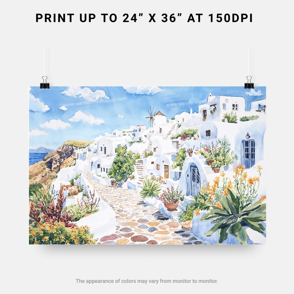 07 - Santorini Watercolor Art - Horizontal Art - Digital Download - Print Size .jpg 07 - Santorini Watercolor Art - Horizontal Art - Digital Download - Print Size .jpg