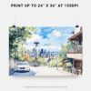 07 - Seattle Skyline Watercolor Art - Horizontal Art - Digital Download - Print Size .jpg