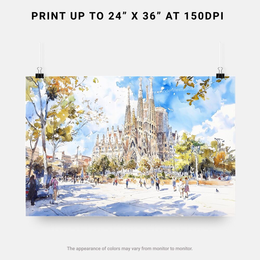 07 - Spain Sagrada Familia Watercolor Art - Horizontal Art - Digital Download - Print Size .jpg 07 - Spain Sagrada Familia Watercolor Art - Horizontal Art - Digital Download - Print Size .jpg