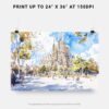 07 - Spain Sagrada Familia Watercolor Art - Horizontal Art - Digital Download - Print Size .jpg