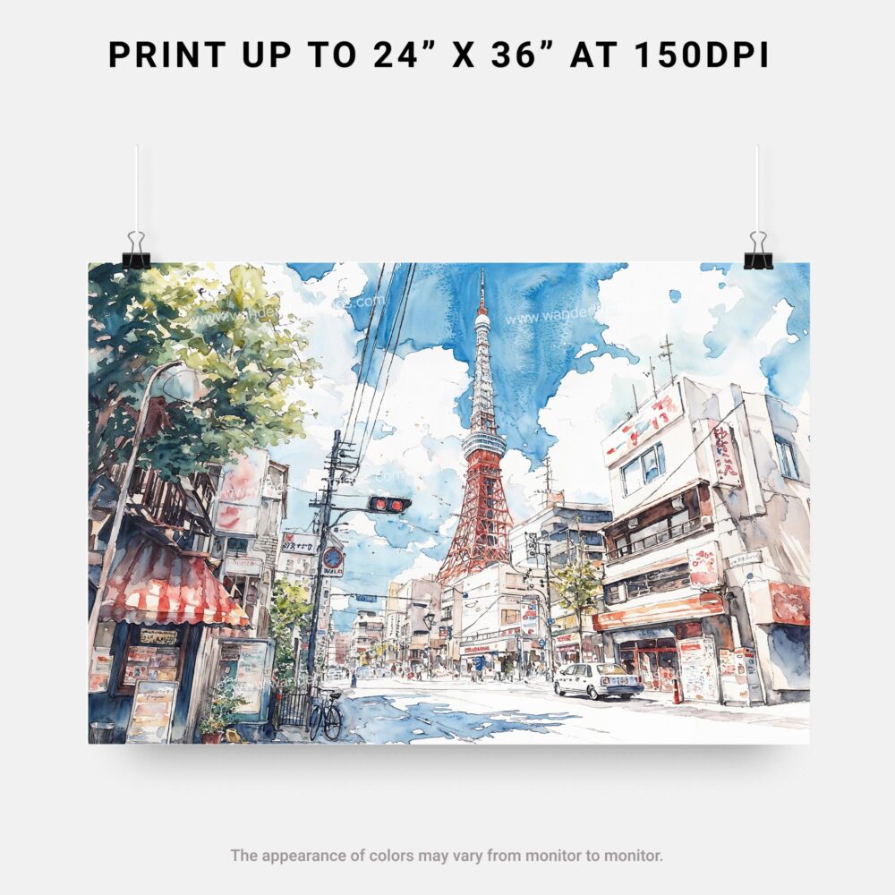 07 - Tokyo Tower Watercolor Art - Horizontal Art - Digital Download - Print Size .jpg 07 - Tokyo Tower Watercolor Art - Horizontal Art - Digital Download - Print Size .jpg