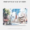 07 - Tokyo Tower Watercolor Art - Horizontal Art - Digital Download - Print Size .jpg