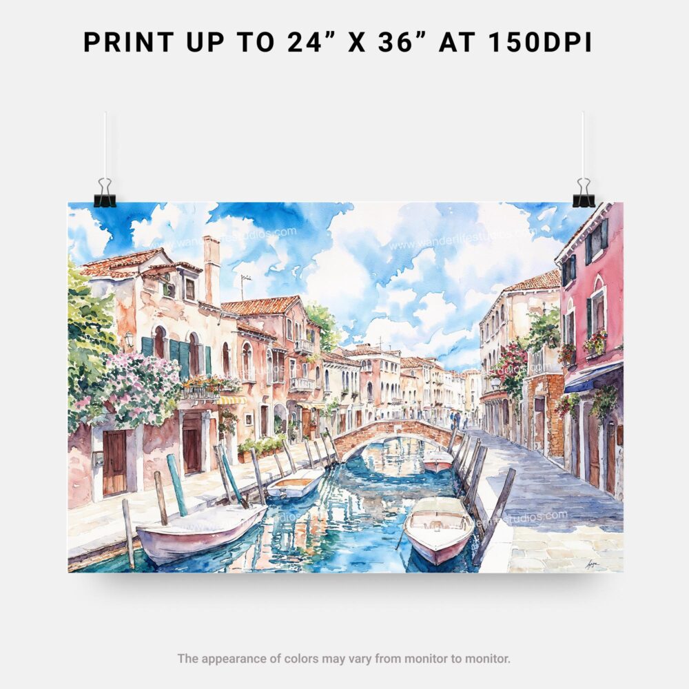 07 - Venice Italy Canals Watercolor Art - Horizontal Art - Digital Download - Print Size .jpg 07 - Venice Italy Canals Watercolor Art - Horizontal Art - Digital Download - Print Size .jpg