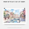 07 - Venice Italy Canals Watercolor Art - Horizontal Art - Digital Download - Print Size .jpg
