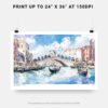 07 - Venice Italy Rialto Bridge Watercolor Art - Horizontal Art - Digital Download - Print Size .jpg