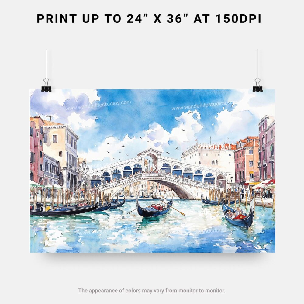 07 - Venice Italy Rialto Bridge Watercolor Art - Horizontal Art - Digital Download - Print Size .jpg 07 - Venice Italy Rialto Bridge Watercolor Art - Horizontal Art - Digital Download - Print Size .jpg