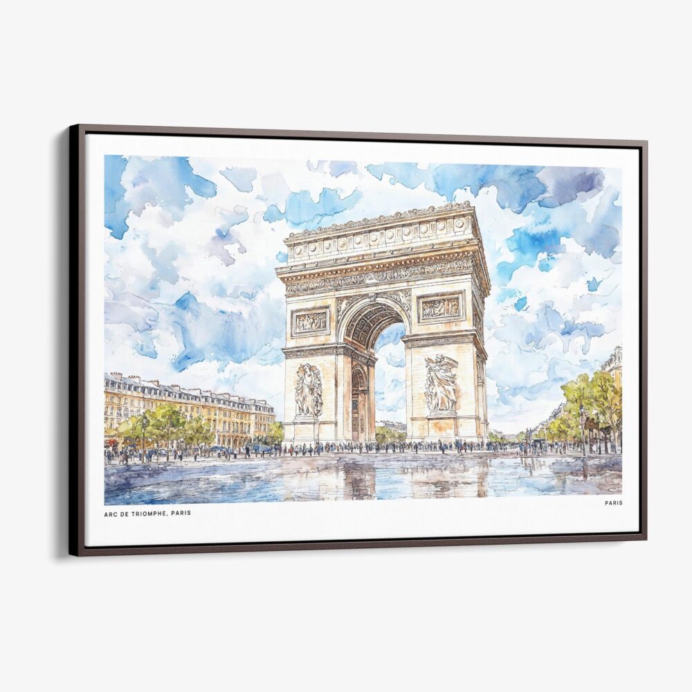 01 - 00 - Framed Arc De Triomphe Watercolor - Horizontal Canvas Print - Main.jpg 01 - 00 - Framed Arc De Triomphe Watercolor - Horizontal Canvas Print - Main.jpg