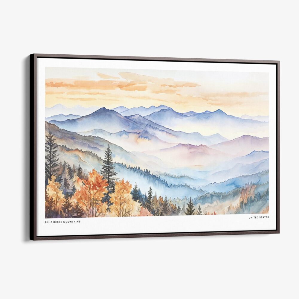 01 - 00 - Framed Blue Ridge Mountains Watercolor - Horizontal Canvas Print - Main.jpg 01 - 00 - Framed Blue Ridge Mountains Watercolor - Horizontal Canvas Print - Main.jpg
