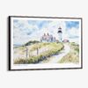 01 - 00 - Framed Cape Cod Nobska Lighthouse Watercolor - Horizontal Canvas Print - Main.jpg