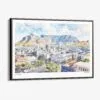 01 - 00 - Framed Cape Town Watercolor - Horizontal Canvas Print - Main.jpg