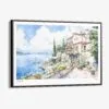 01 - 00 - Framed House by Lake Garda Watercolor - Horizontal Canvas Print - Main.jpg