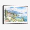 01 - 00 - Framed Lake Garda in Italy Watercolor - Horizontal Canvas Print - Main.jpg