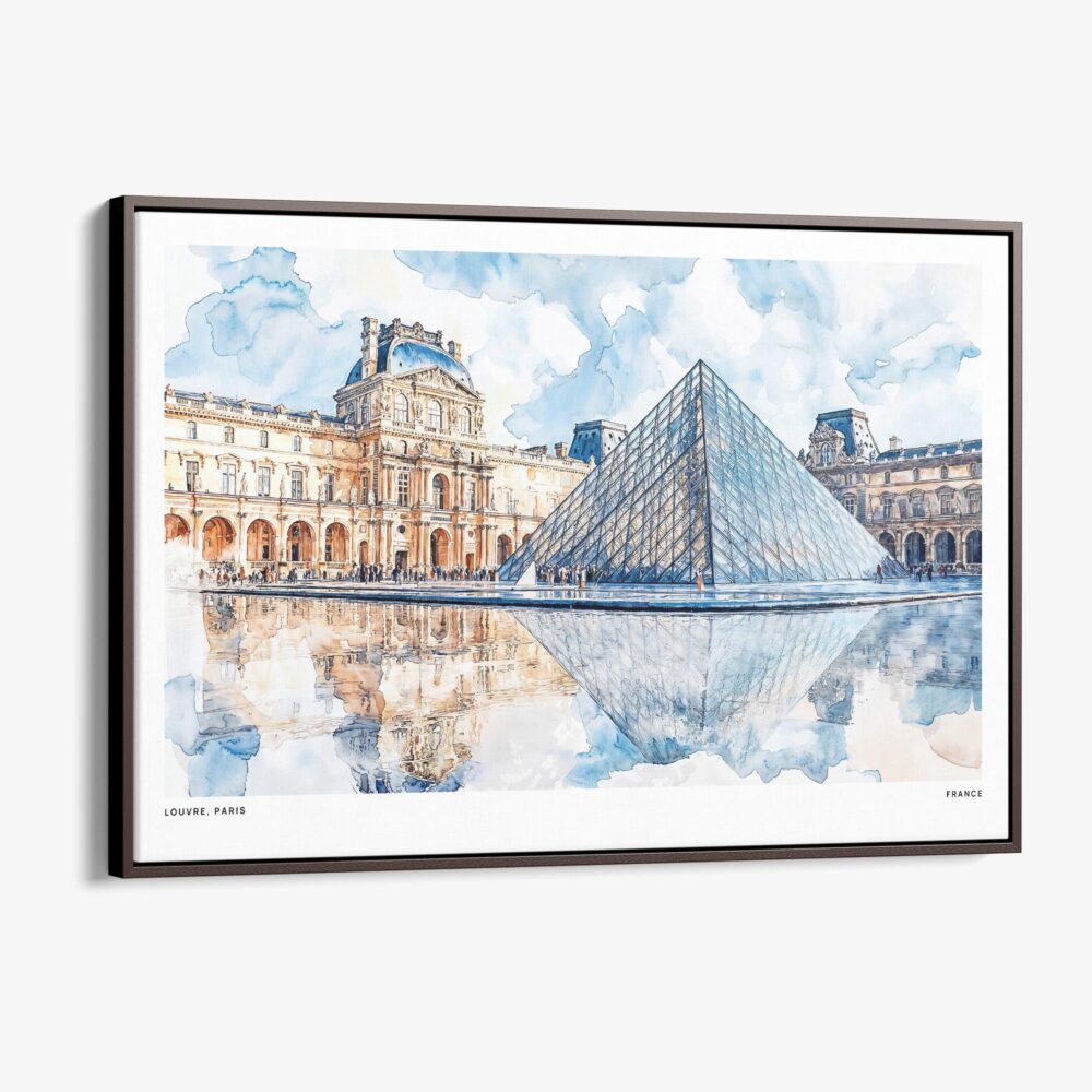 01 - 00 - Framed Louvre Watercolor - Horizontal Canvas Print - Main.jpg