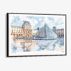 01 - 00 - Framed Louvre Watercolor - Horizontal Canvas Print - Main.jpg