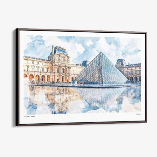 01 - 00 - Framed Louvre Watercolor - Horizontal Canvas Print - Main.jpg