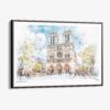 01 - 00 - Framed Notre Dame Watercolor - Horizontal Canvas Print - Main.jpg