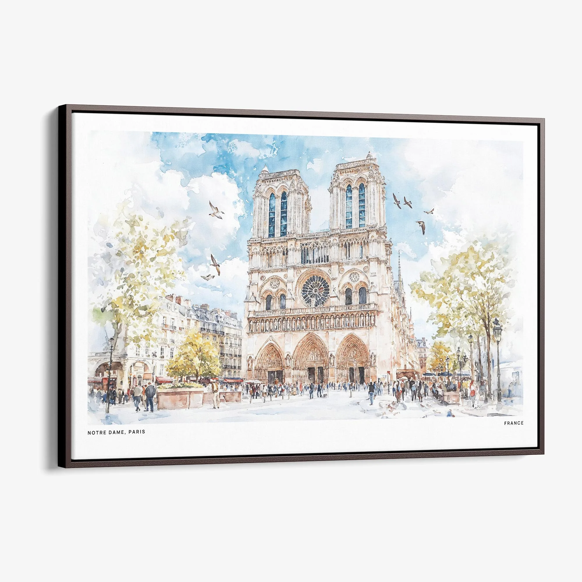 Notre Dame Watercolor Canvas Print – Paris Architectural Wall Art